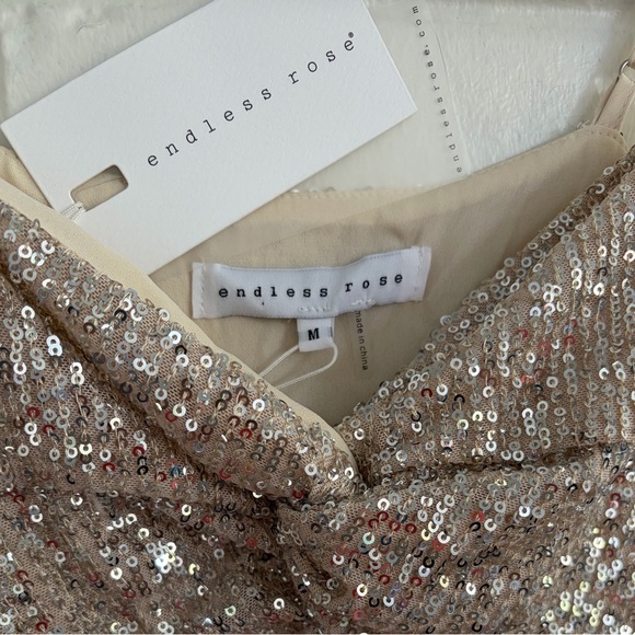Endless Rose Cream Sequins Tank Top, SZ M NWT - Picture 8 of 13